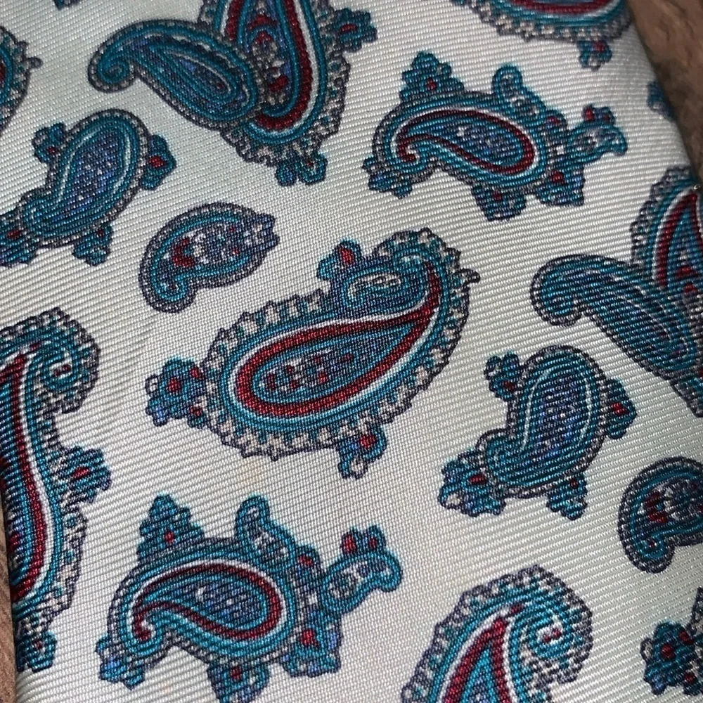 Teal Blue Paisley 100 % Italian Silk Neck Tie Made in USA Wedding Guest Holidays